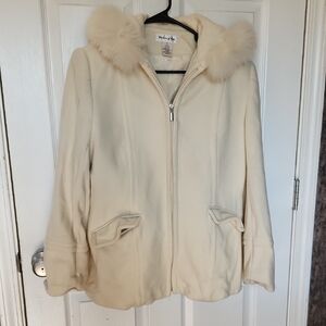 Preston & York Winter White Teddy Jacket with Faux Fur